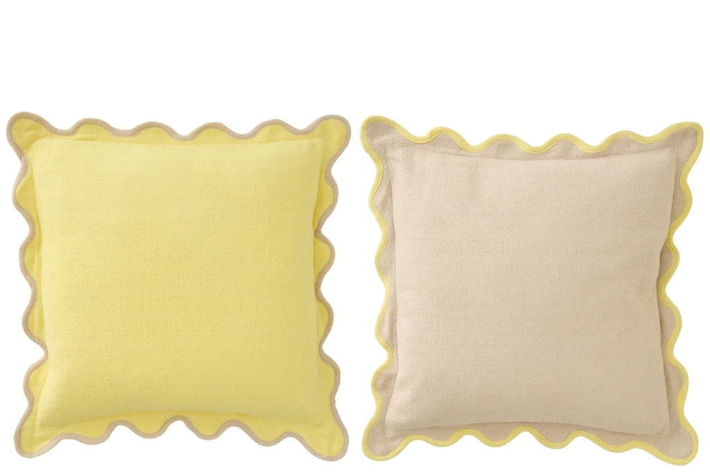 Cushion Scalloped Cotton Yellow/Beige Assortment