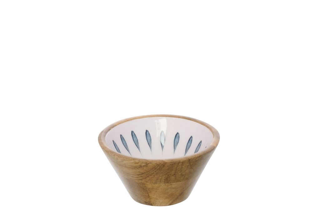 Bowl Mango Wood Dark Blue/White