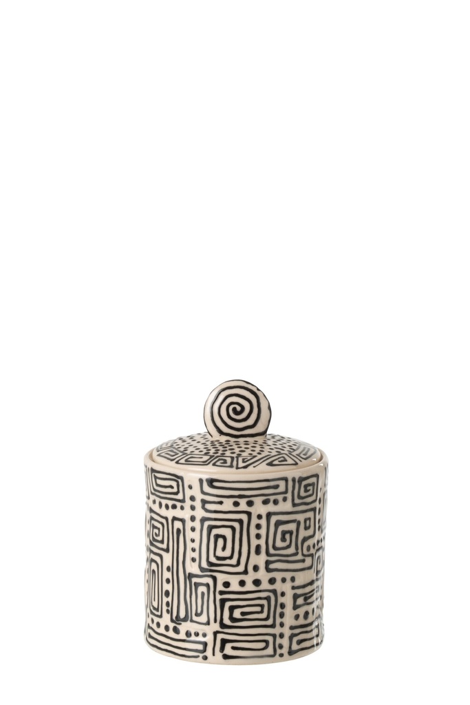 Jar Decorative Pattern Ceramic Off-White/Black