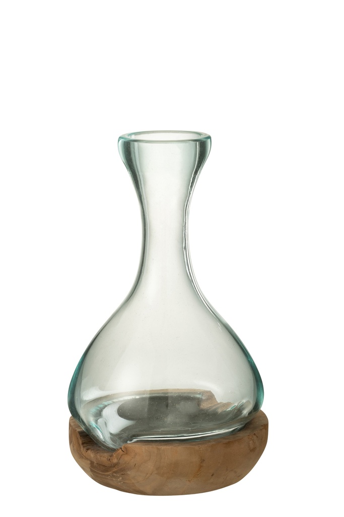 Vase Bottle Gamal Wood/Glass Natural/Transparent