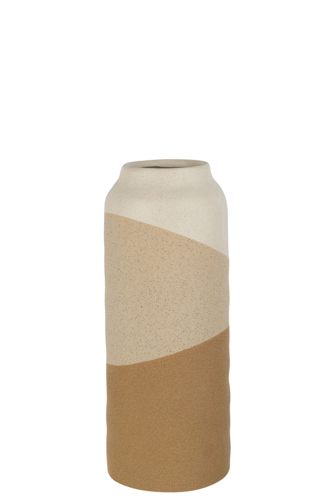 [43214] Vase Cylindre Céramique Beige/Marron Clair