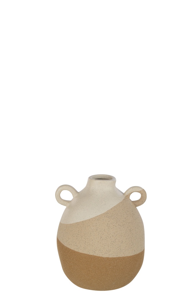 [43215] Vase Oreille Céramique Beige/Marron Clair