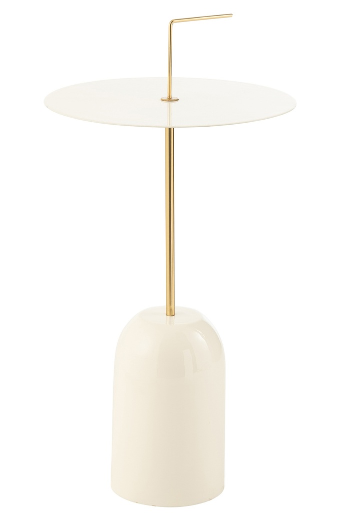 Table d'appoint Disque Métal Blanc/Doré