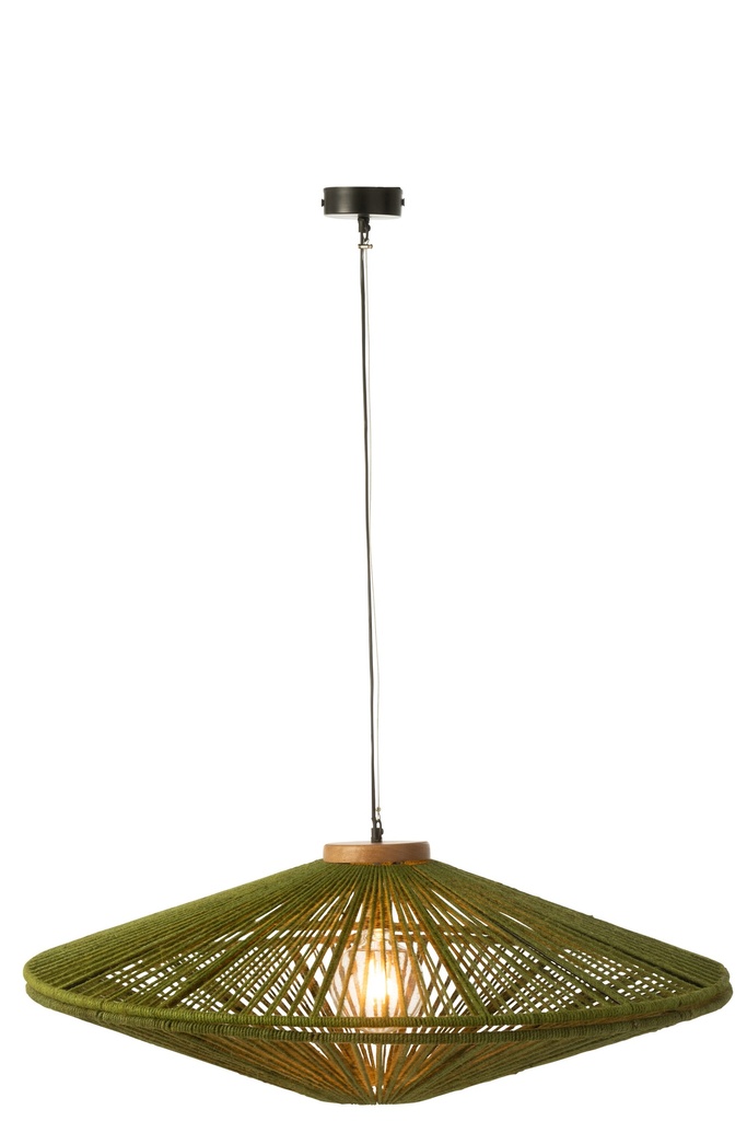 [46458] Lampe suspendue Ovni Fer/Jute Vert