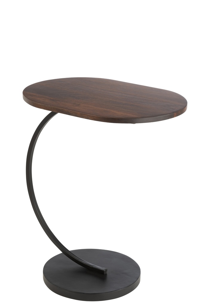 [46480] Table d'appoint Swoosh en fer/bois de manguier