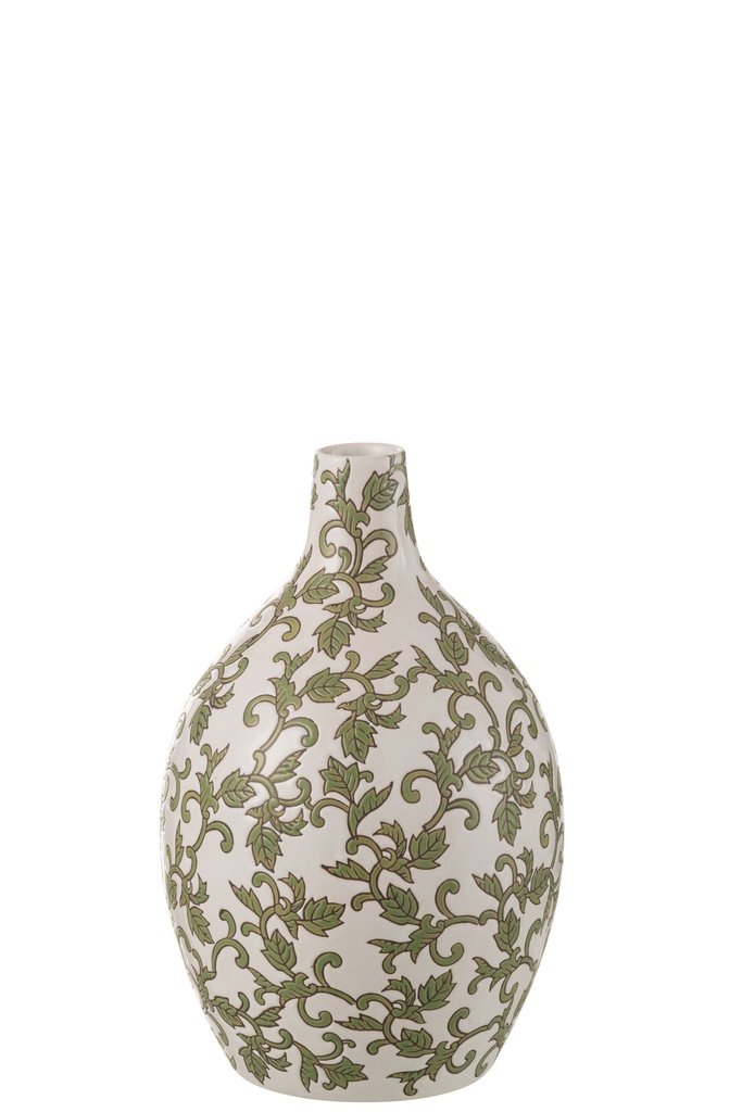 [48380] Vase Yezi Rond Porcelaine Vert/Blanc