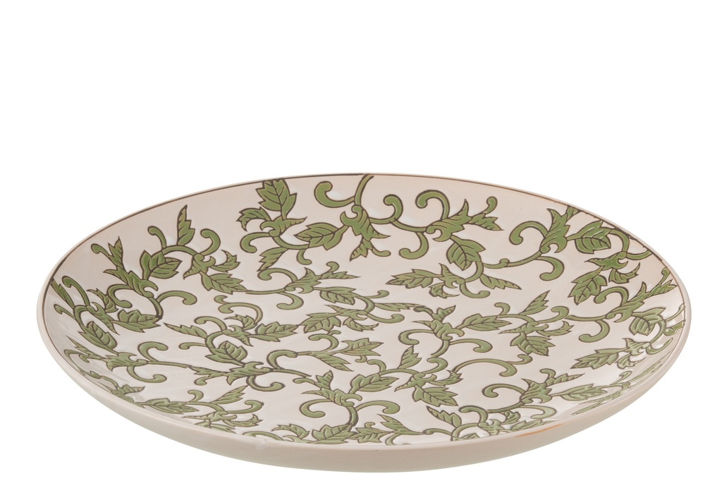 [48385] Assiette décorative Yezi en porcelaine verte/blanche