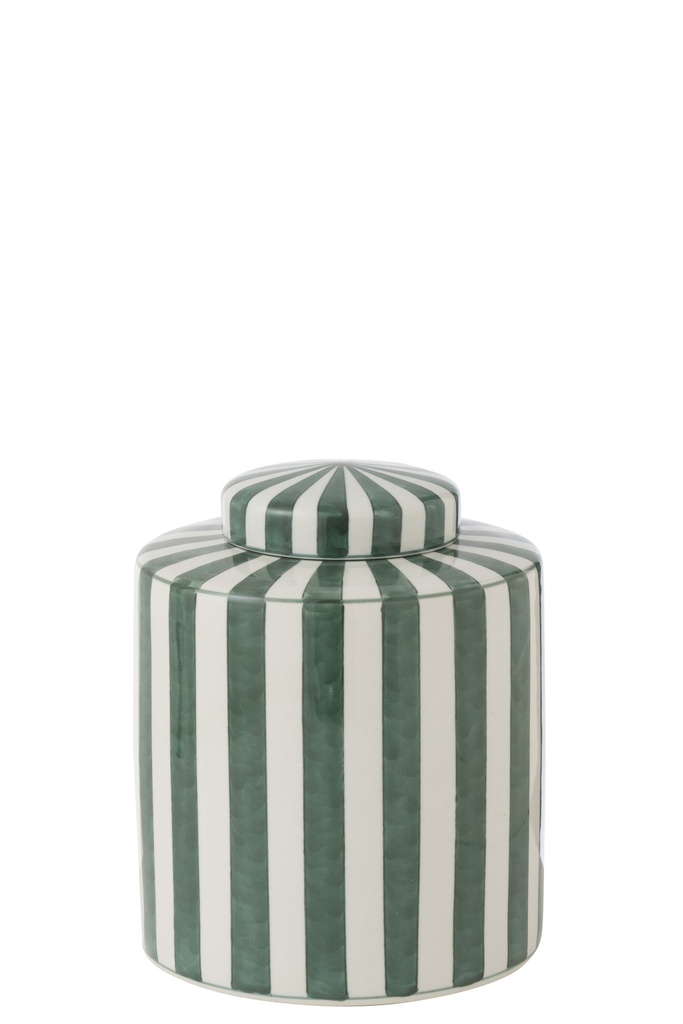 Bocal Listra Rayures Porcelaine Vert/Blanc