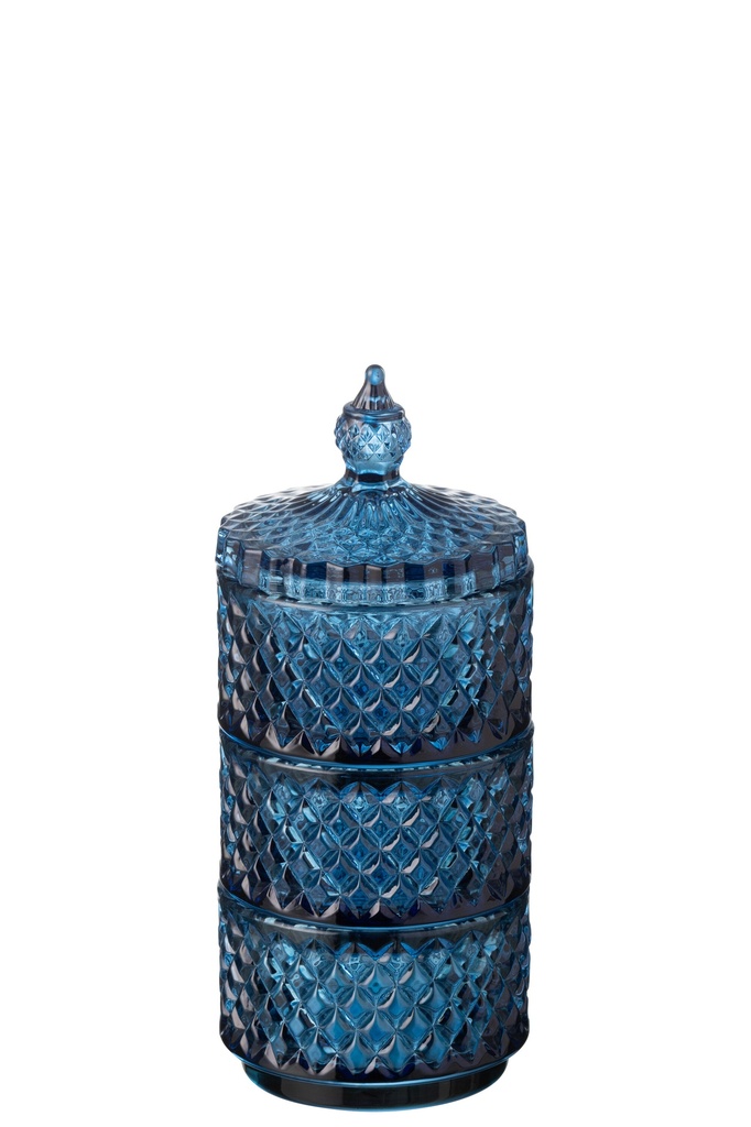 [48508] Jar 3 Levels Glass Blue
