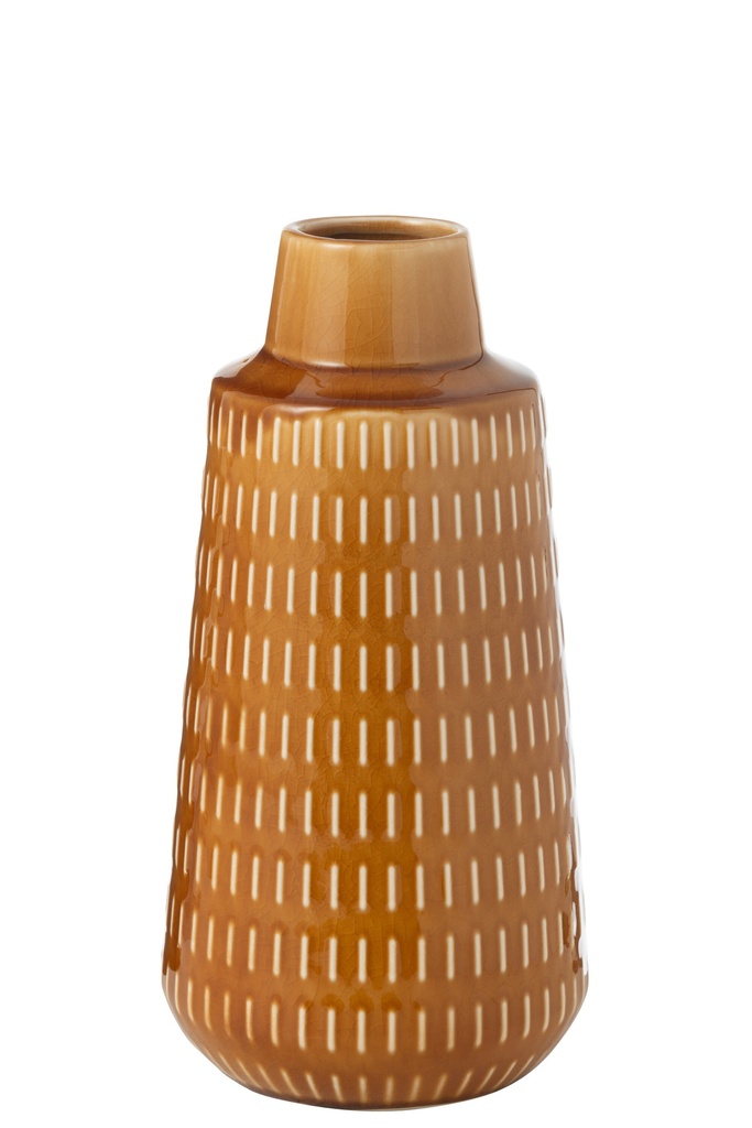[50262] Vase Ria en porcelaine sculptée moutarde