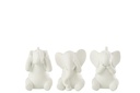 Assortiment de polyrésine blanche pour éléphants : voir, entendre et parler