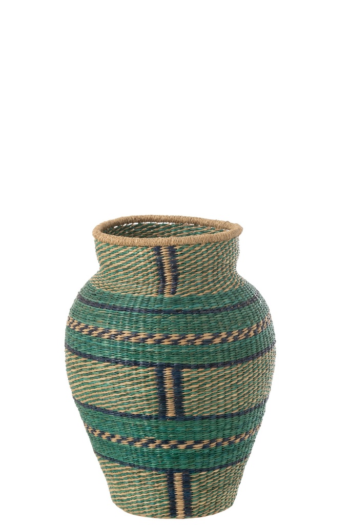 Vase CéCile Rayures Jonc de Mer Azur/Foncé