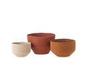 Set Of 3 Basket Seagrass Natural/Rust/Terracotta