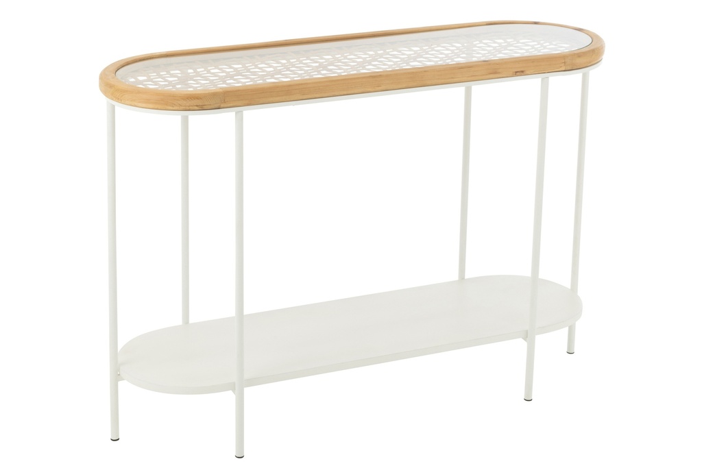 [52621] Console Mati Fir Wood/Iron Natural/White