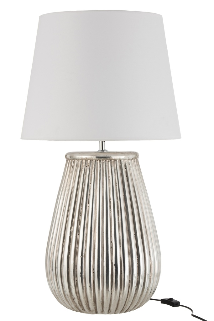 Pied de lampe + abat-jour Lines Faïence Argent