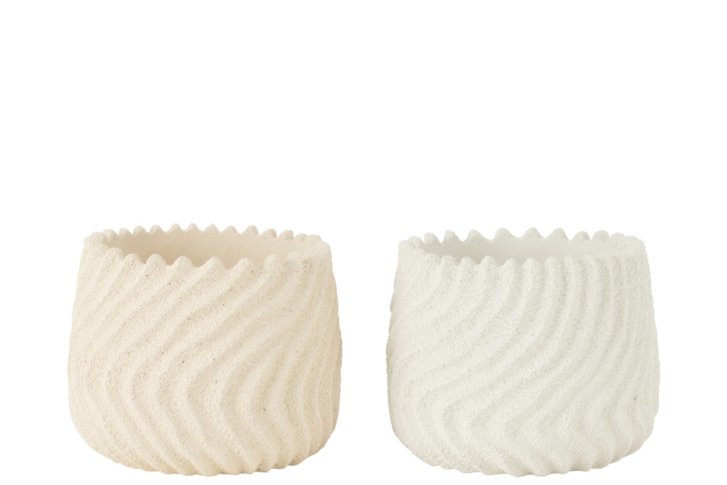 [53032] Pot de fleurs Maris Ciment Blanc/Crème Grand
