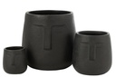 Ensemble de 3 pots de fleurs en argile Moai