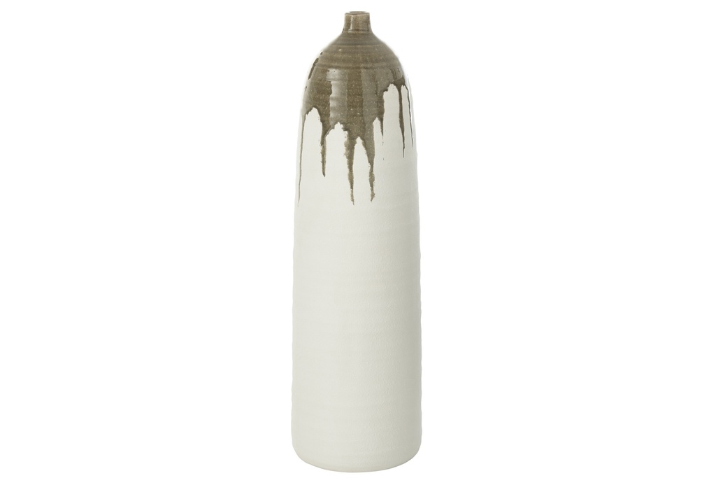 Vase Olea Bouteille Vert Olive/Blanc