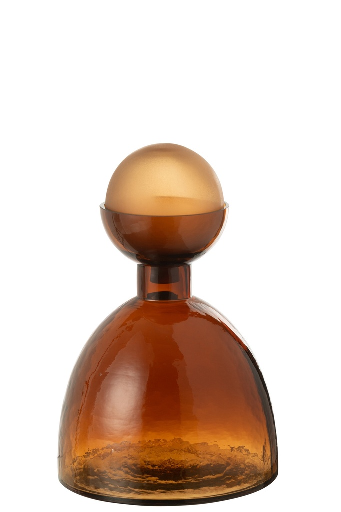 [53411] Vase Bottle+Cap Yoko Glass Brown