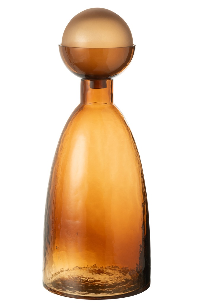 Vase Bottle+Cap Yoko Glass Brown