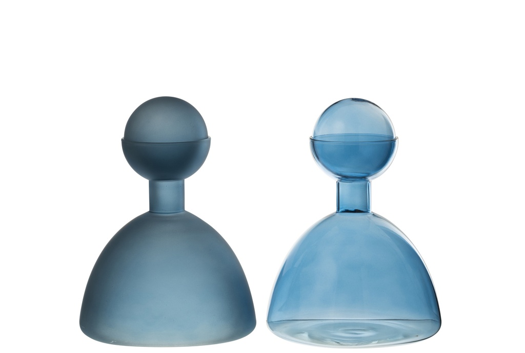 Vase Bouteille + Bouchon Rond Verre Brillant/Mat
