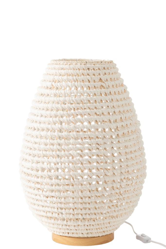 Lampe de table en métal tressé blanc