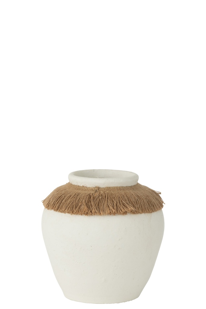 [54664] Vase Ibiza Clay/Reed White/Natural Small