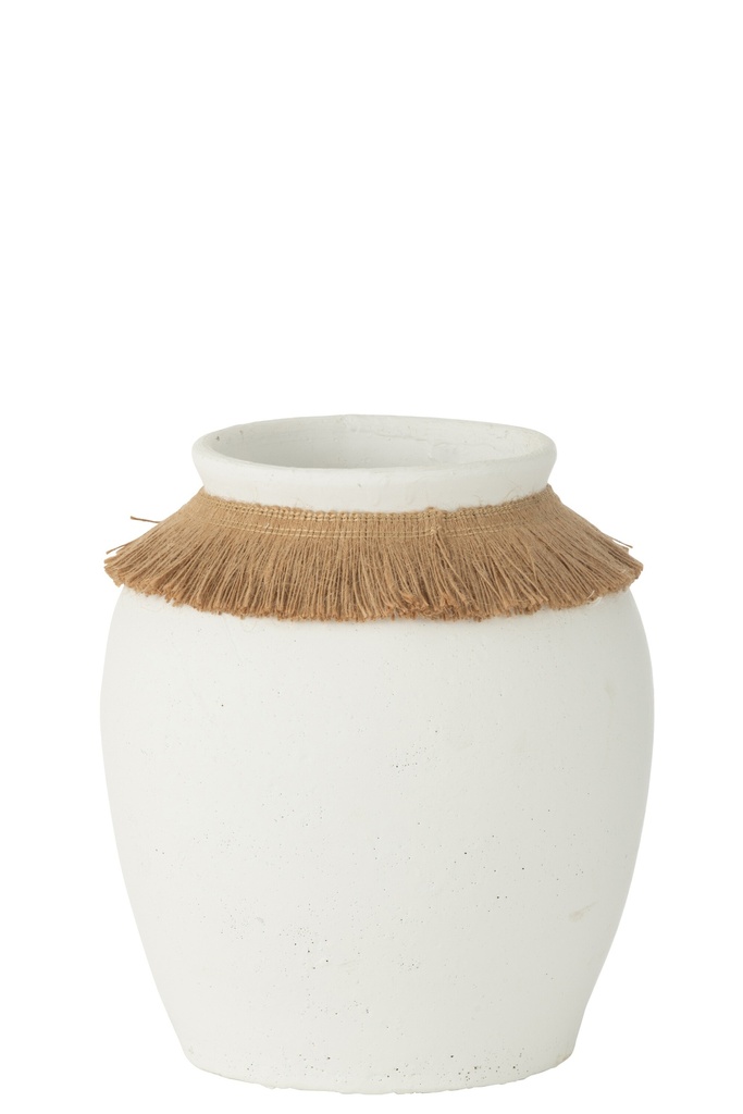 Vase Ibiza Argile/Roseau Blanc/Naturel Moyen