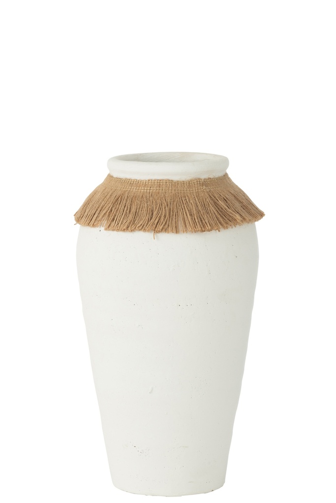[54666] Vase Ibiza Clay/Reed White/Natural Large
