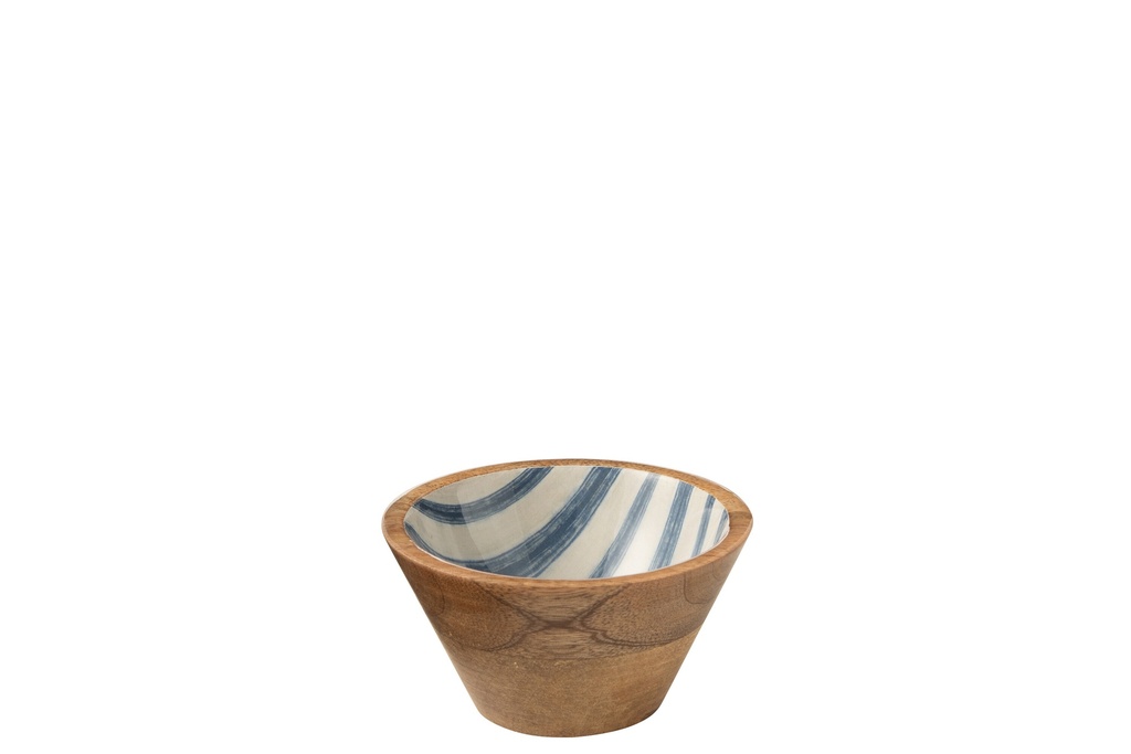 [54861] Bowl Stripes Mango Wood Blue/White