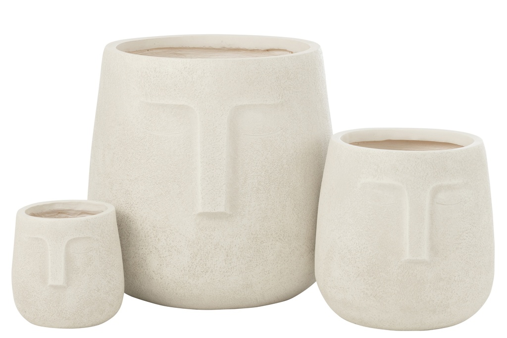 Ensemble de 3 pots de fleurs en argile Moai