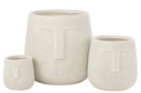 Set Of 3 Flowerpots Moai Clay