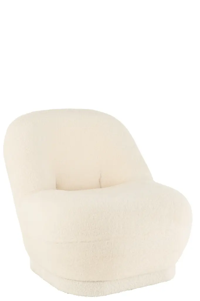[38657] Tabouret Teddy Bouclé Blanc