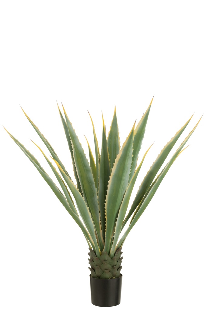 [54362] Agave artificiel à bord jaune en pot
