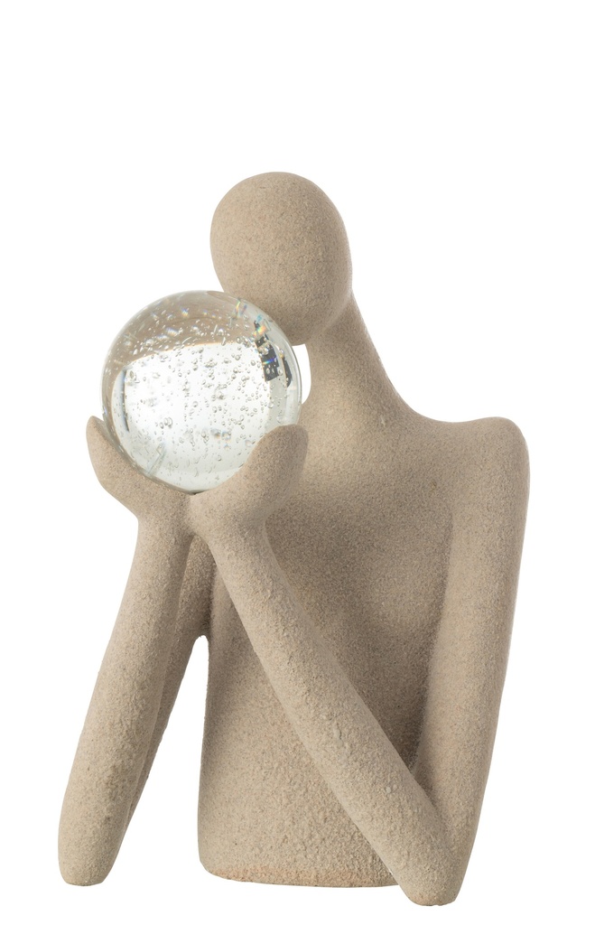 Buste Boule Résine/Cristal Beige
