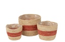 Set Of 3 Basket Stripes Corn