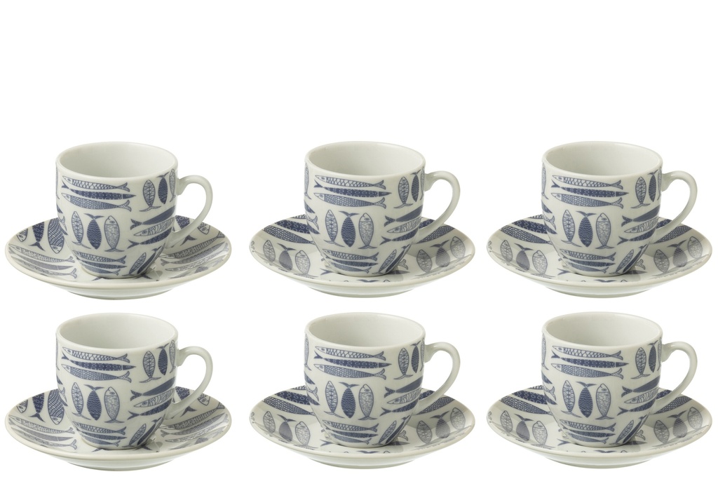 Box Of 6 Coffee Cup+Saucer