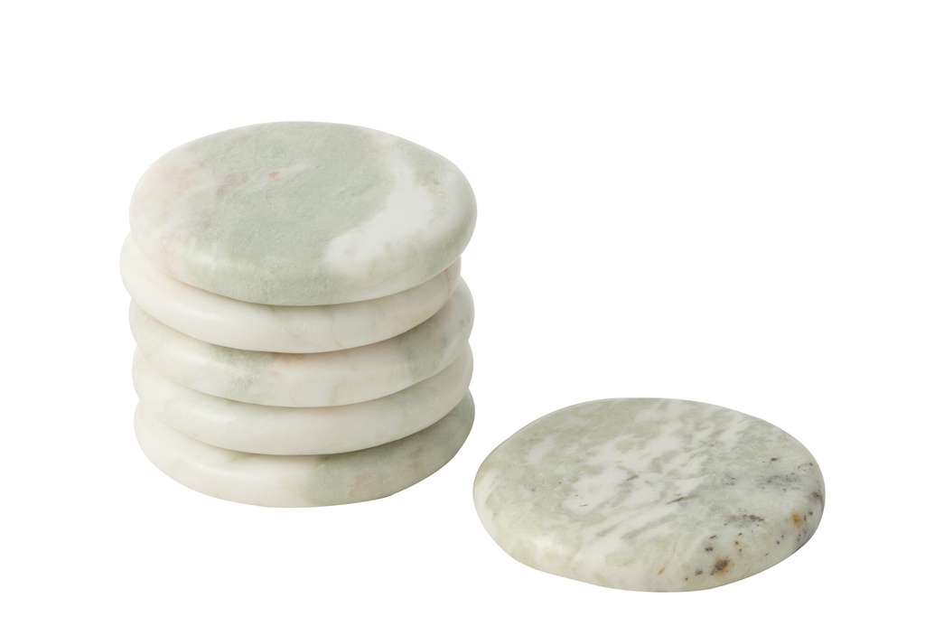 Lot de 6 sous-verres en marbre blanc