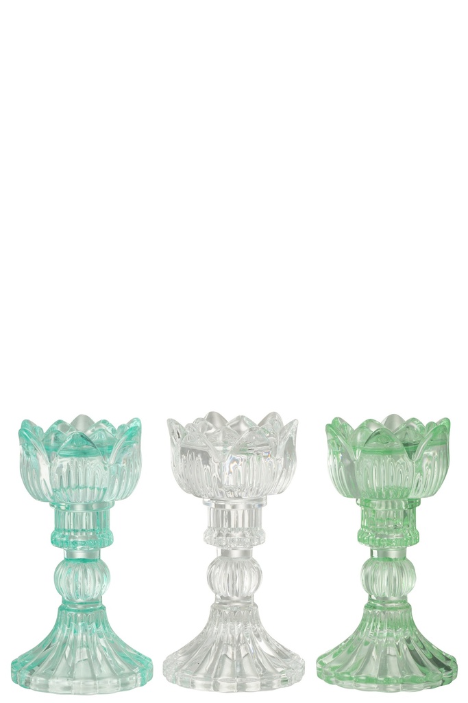 Candle Holder Rose Cold Glass