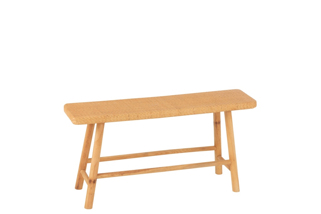 Banc rectangulaire en rotin/bois de sapin naturel