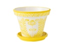 Flowerpot+Plate Granada Handmade/Handpainted Ceramic Yellow/White