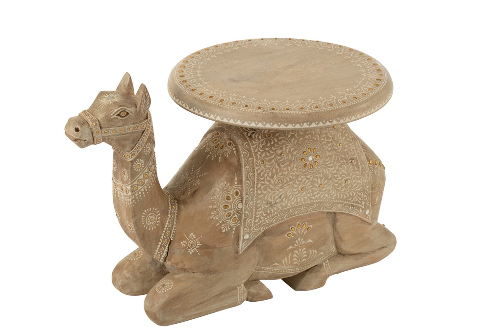 Table d'appoint Camel en bois de manguier naturel/blanc