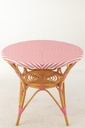 Table à manger en rotin rose/blanc