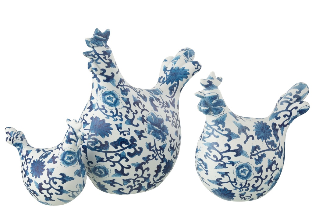Set Of 3 Rooster Patterns Polyresin