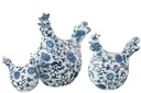Set Of 3 Rooster Patterns Polyresin