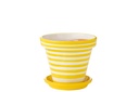 Pot de fleurs + assiette Granada Stripes en céramique fait main/peint à la main