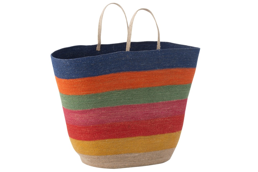 Sac/Panier Mélange d'Herbes Marines Rayures Arc-en-ciel