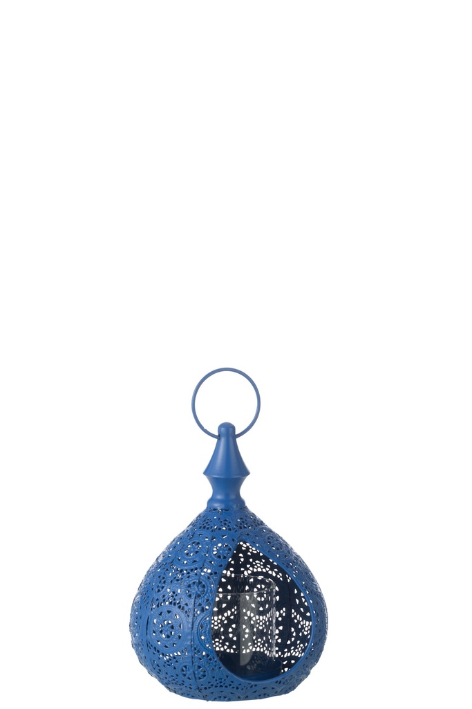Photophore goutte métal/verre bleu