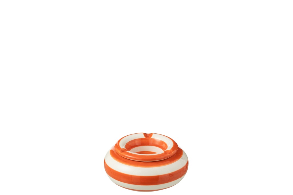 Ashtray Granada Stripes Ceramic White/Orange