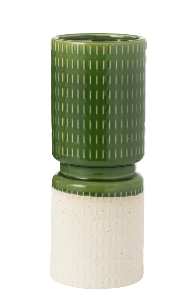 Vase Reya Rond Porcelaine Blanc/Vert